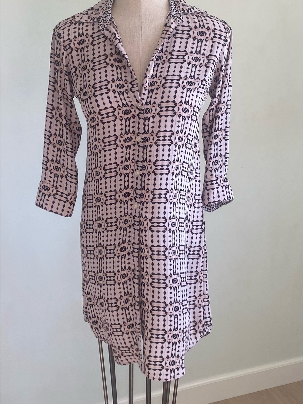 CAbi Dress Pink and Black Diamond-Print